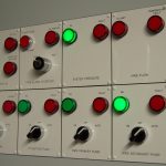 Plant room control panel with indicator lights