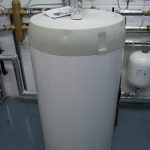 Hot water cylinder in a commercial plant room
