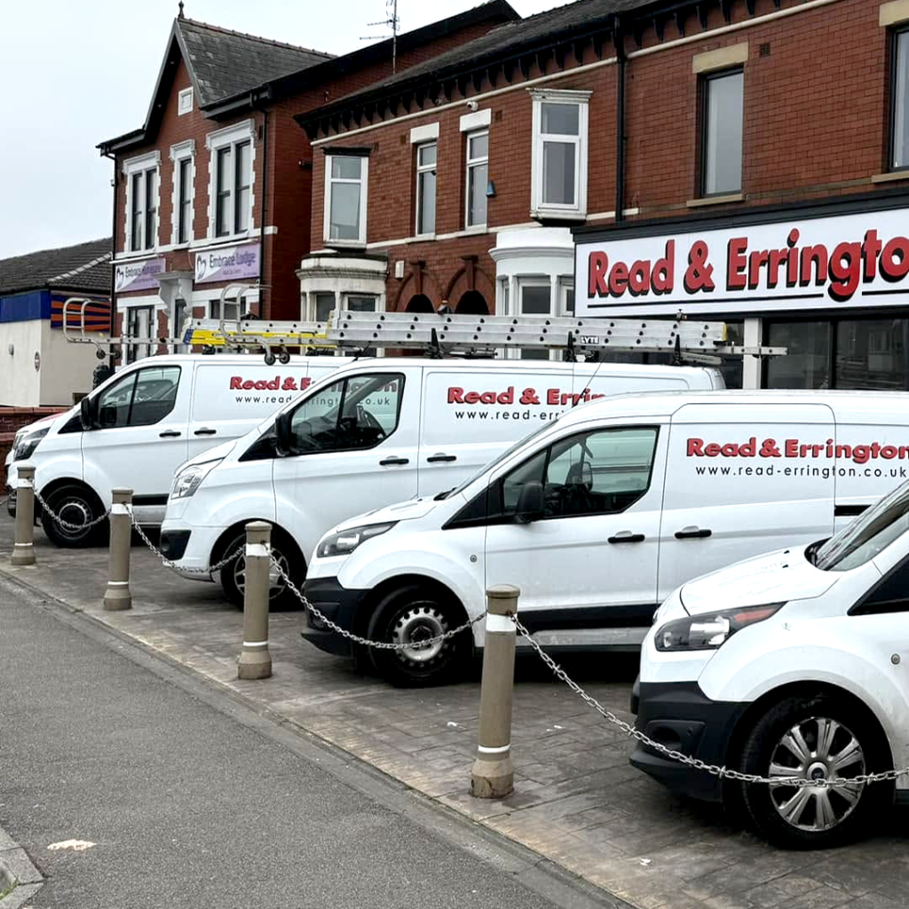 Read & Errington vans outside the Blackpool showroom